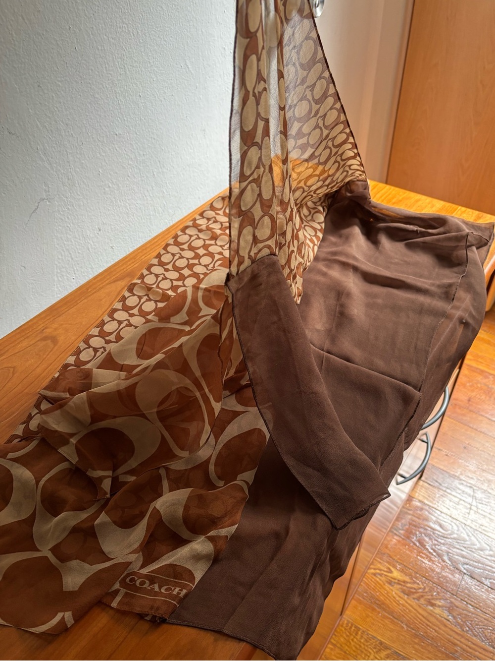 NWOT Coach Monogram Signature Silk Chiffon Scarf Wrap